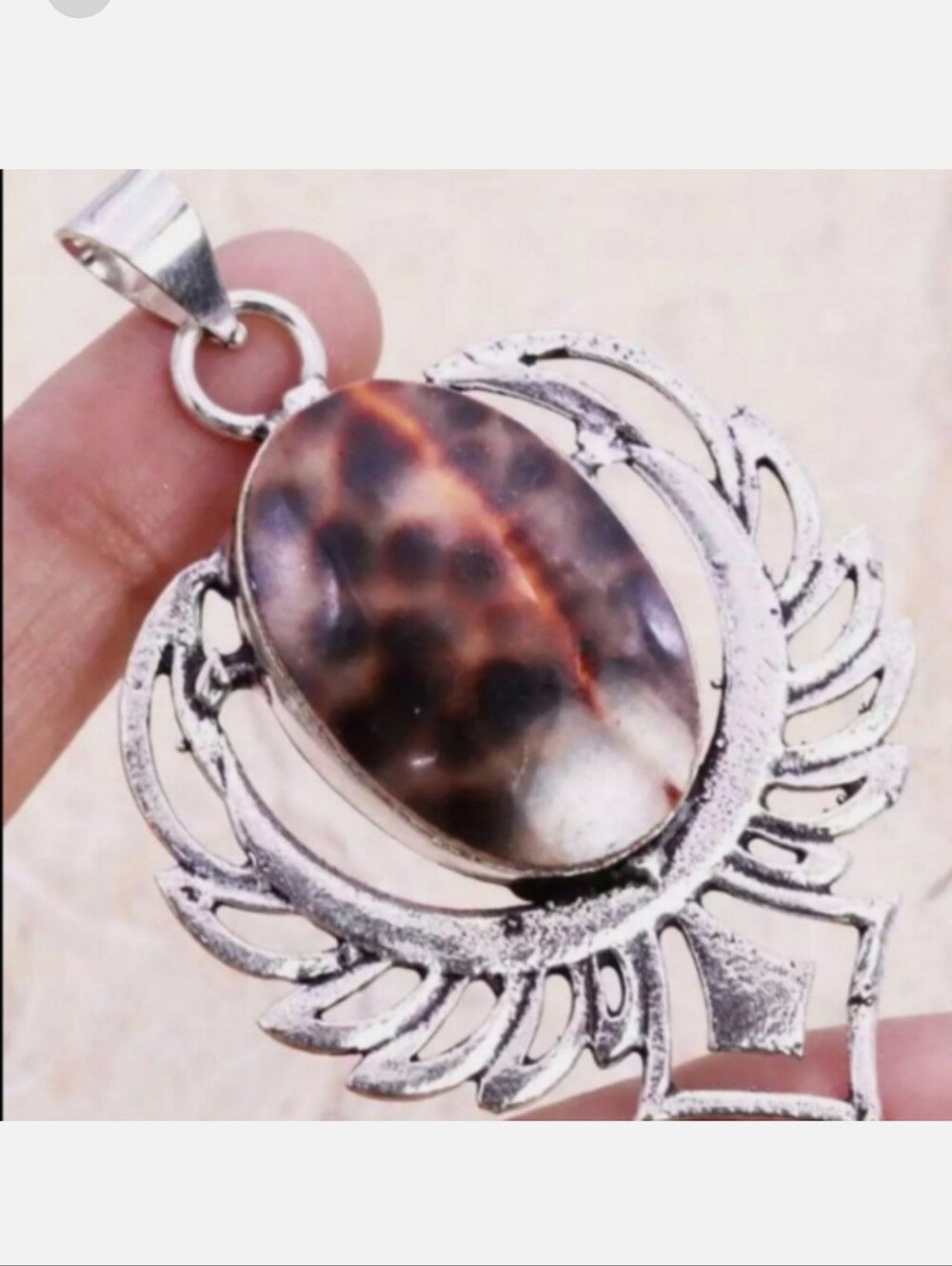 Hawaiian Sea Cowrie Shell 925 Sterling Silver Handmade Pendant Necklace